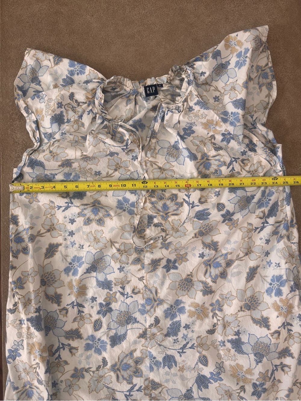 GAP XL Blue Floral Flutter Sleeve Dress w/ Pockets Cottagecore - Picture 5 of 8